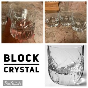 Set of 3 Block Crystal Rainbow Pattern Double Old Fashioned Glass